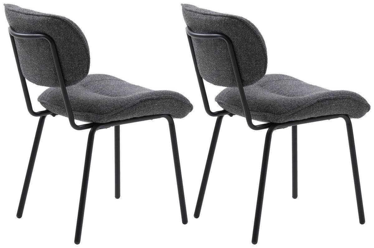 STUHL-SET 2 Stück  in Bouclé Textil  - Grau, MODERN, Textil/Metall (50/98/50cm) - Livetastic