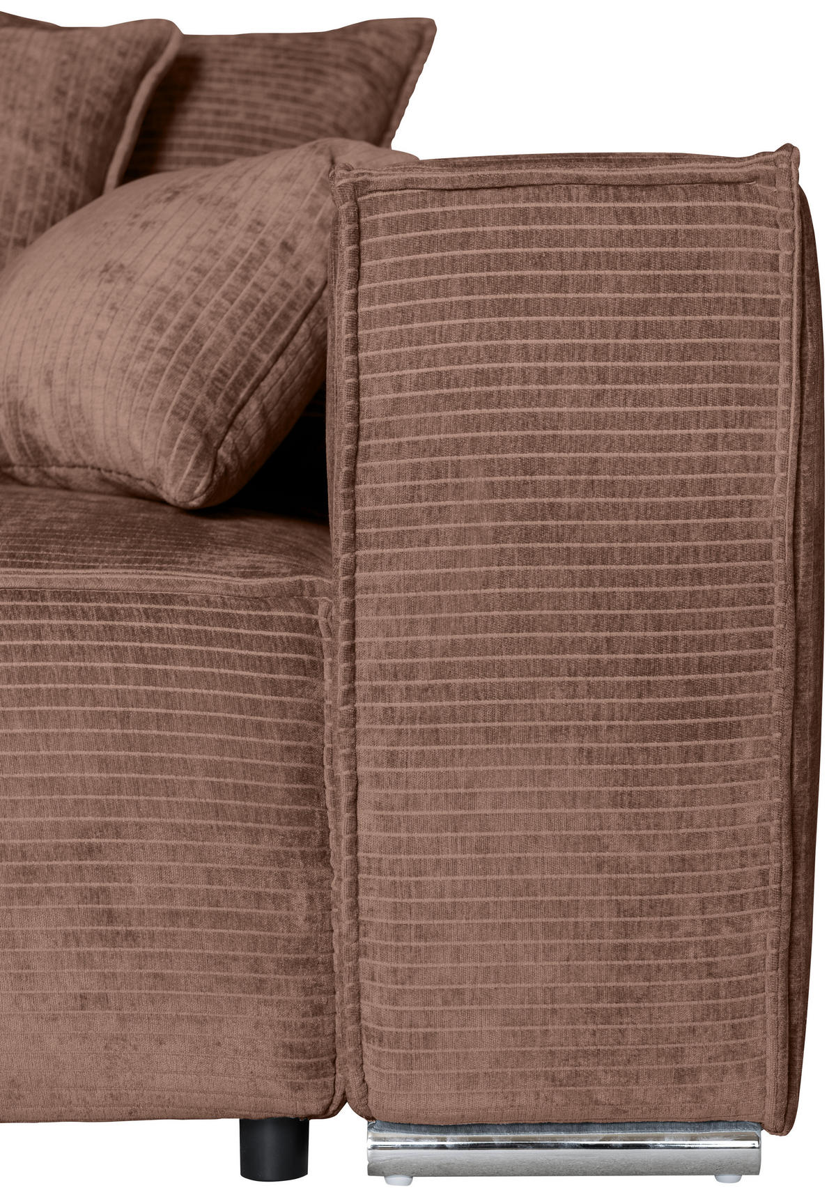 BIGSOFA Flachgewebe Altrosa  - Chromfarben/Altrosa, KONVENTIONELL, Textil/Metall (256/68/122cm) - Carryhome