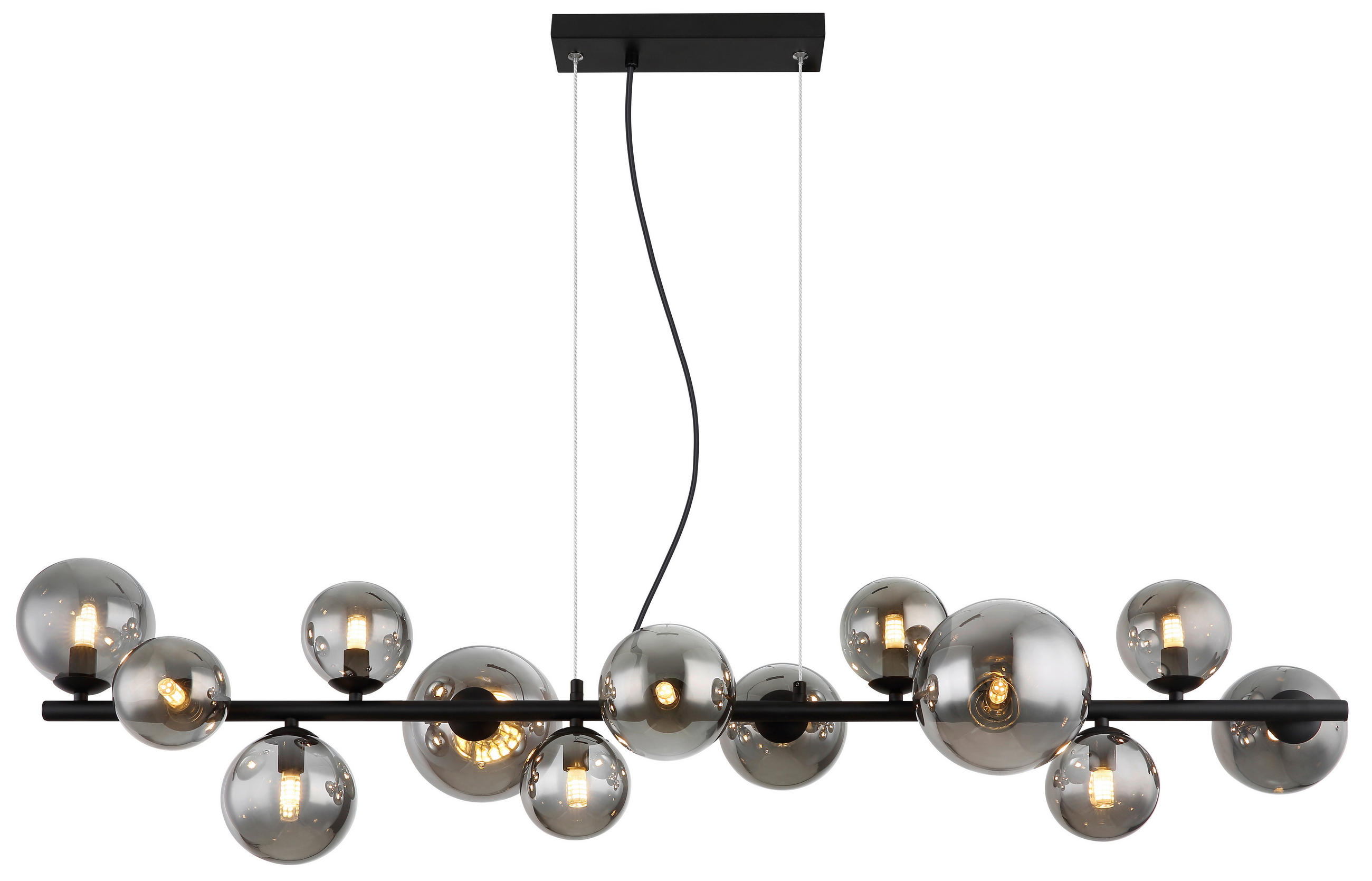 LED-HÄNGELEUCHTE 120/34,5/120 cm   - Transparent/Schwarz, Design, Glas/Kunststoff (120/34,5/120cm) - Globo