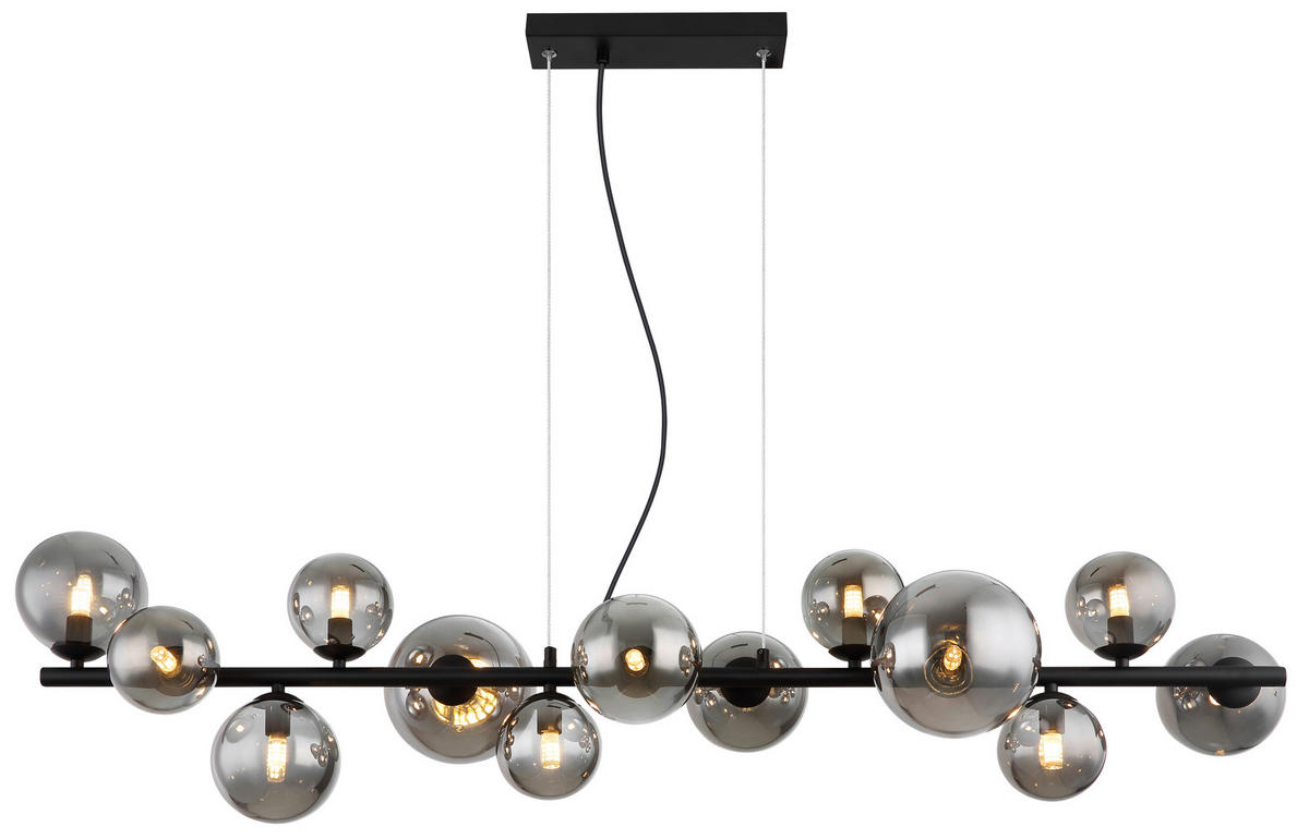 LED-HÄNGELEUCHTE 120/34,5/120 cm    - Transparent/Schwarz, Design, Glas/Kunststoff (120/34,5/120cm) - Globo