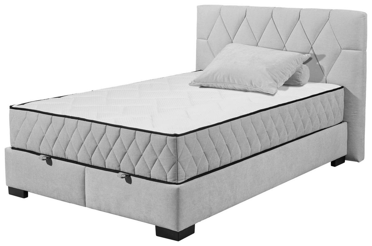 BOXBETT 140/200 cm  in Hellgrau  - Hellgrau/Schwarz, MODERN, Holzwerkstoff/Kunststoff (140/200cm) - MID.YOU