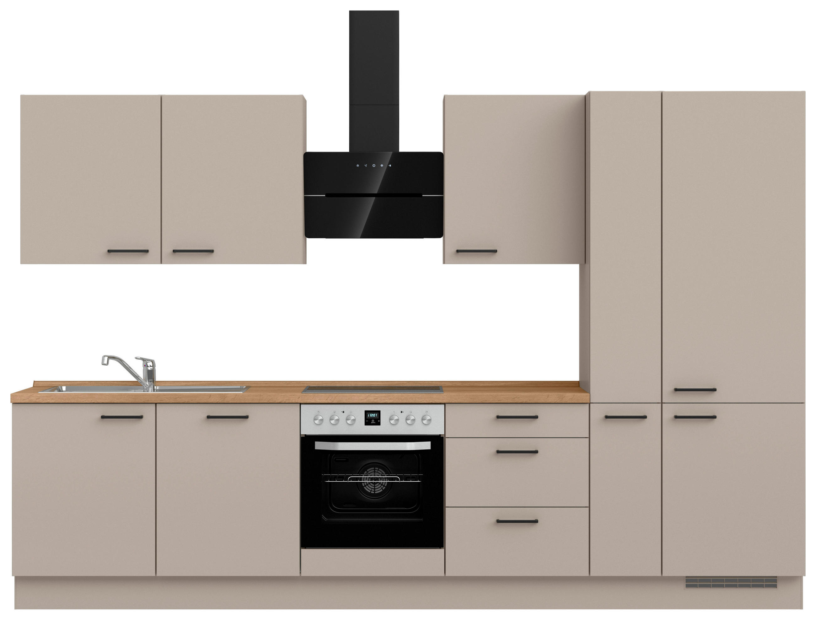 KÜCHENLEERBLOCK 330 cm   in Eichefarben, Sandfarben  - Sandfarben/Eichefarben, MODERN, Holzwerkstoff/Metall (330cm) - Nobilia