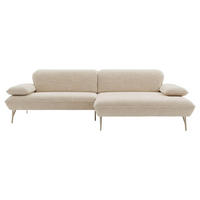 ECKSOFA Beige Flachgewebe Rücken echt, Kopfteilverstellung, Sitztiefenverstellung  - Beige, Design, Textil/Metall (282/165cm) - hülsta