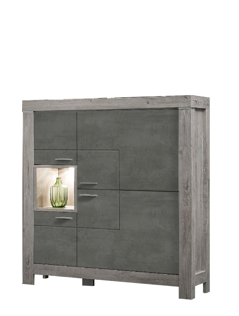 HIGHBOARD Eichefarben, Dunkelgrau - Eichefarben/Dunkelgrau, LIFESTYLE, Holzwerkstoff/Metall (118/140/42cm) - Landscape