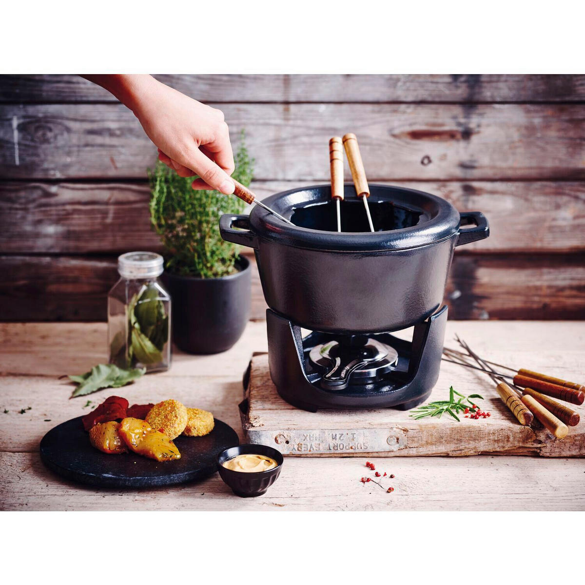 FONDUESET BEKA NORI  - Schwarz, Basics, Metall (23,4/15/30cm)