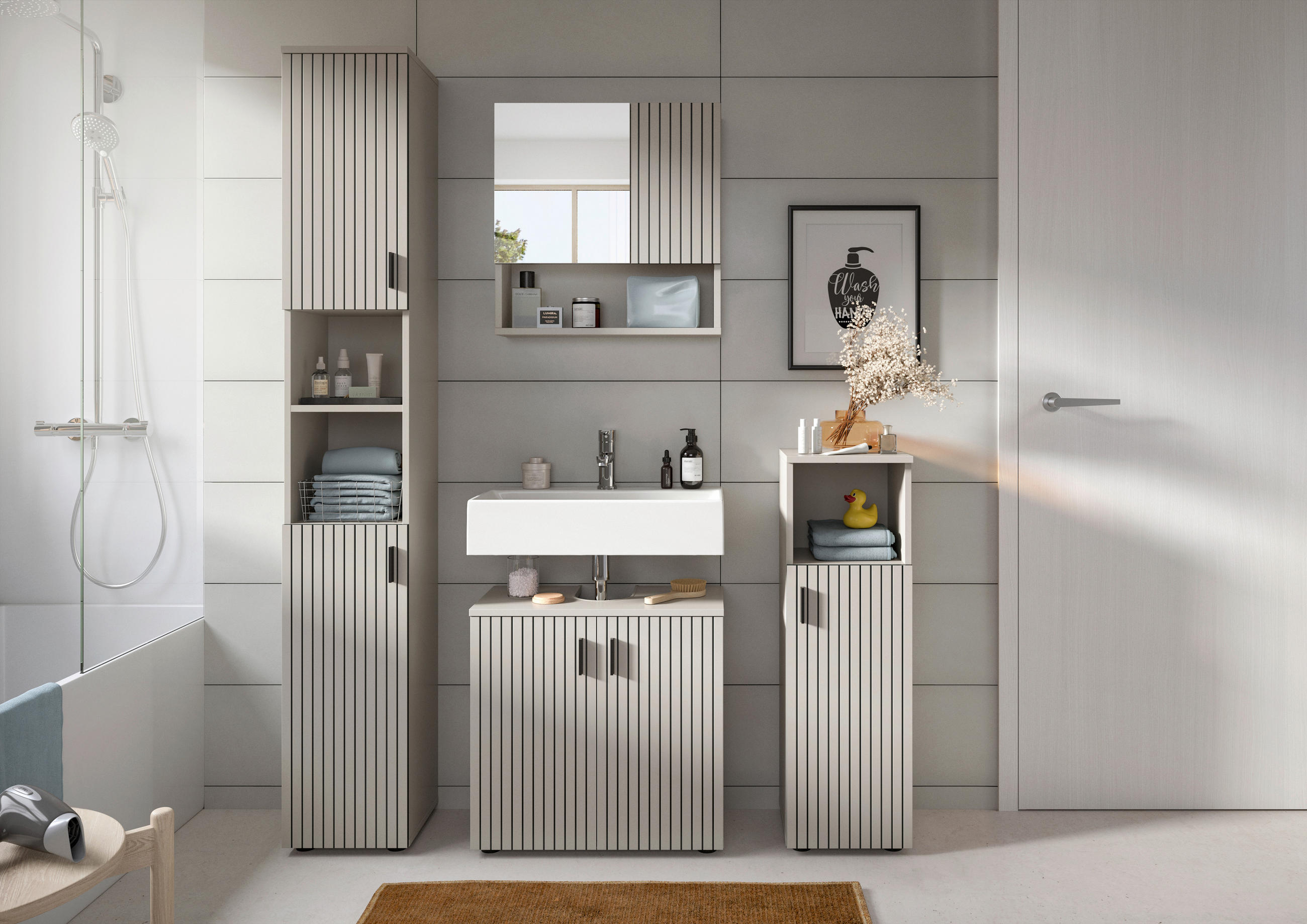 BADRUM 120 cm  - svart/kashmir, Trend, trämaterial/glas (120cm) - MID.YOU