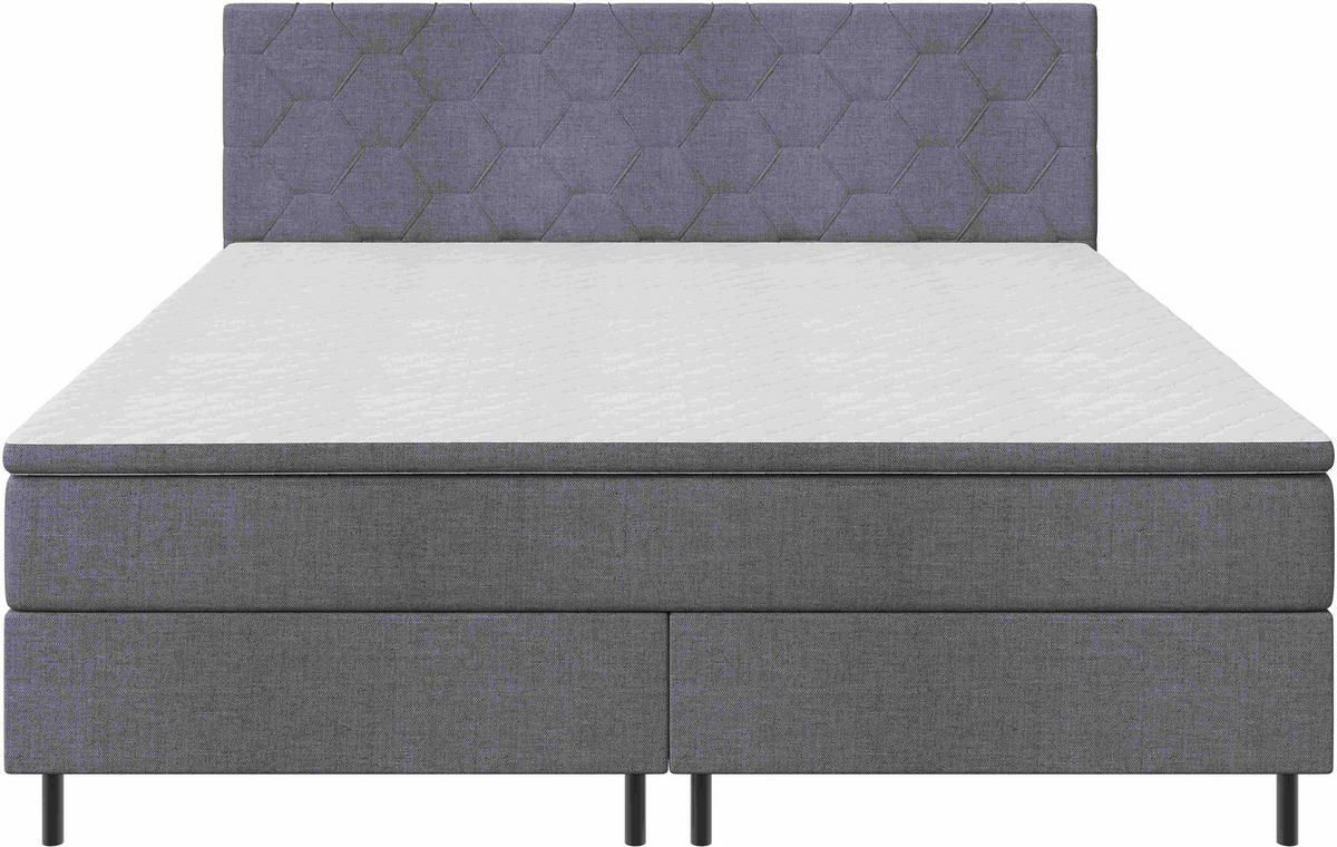BOXSPRINGBETT 200/200 cm,  in Grau, Matratze, Topper, H2 + H2 = mittel  - Schwarz/Grau, KONVENTIONELL, Textil/Metall (200/200cm) - Chameo