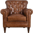 SESSEL in Echtleder Braun  - Braun, LIFESTYLE, Leder/Holz (84/88/83cm) - Landscape