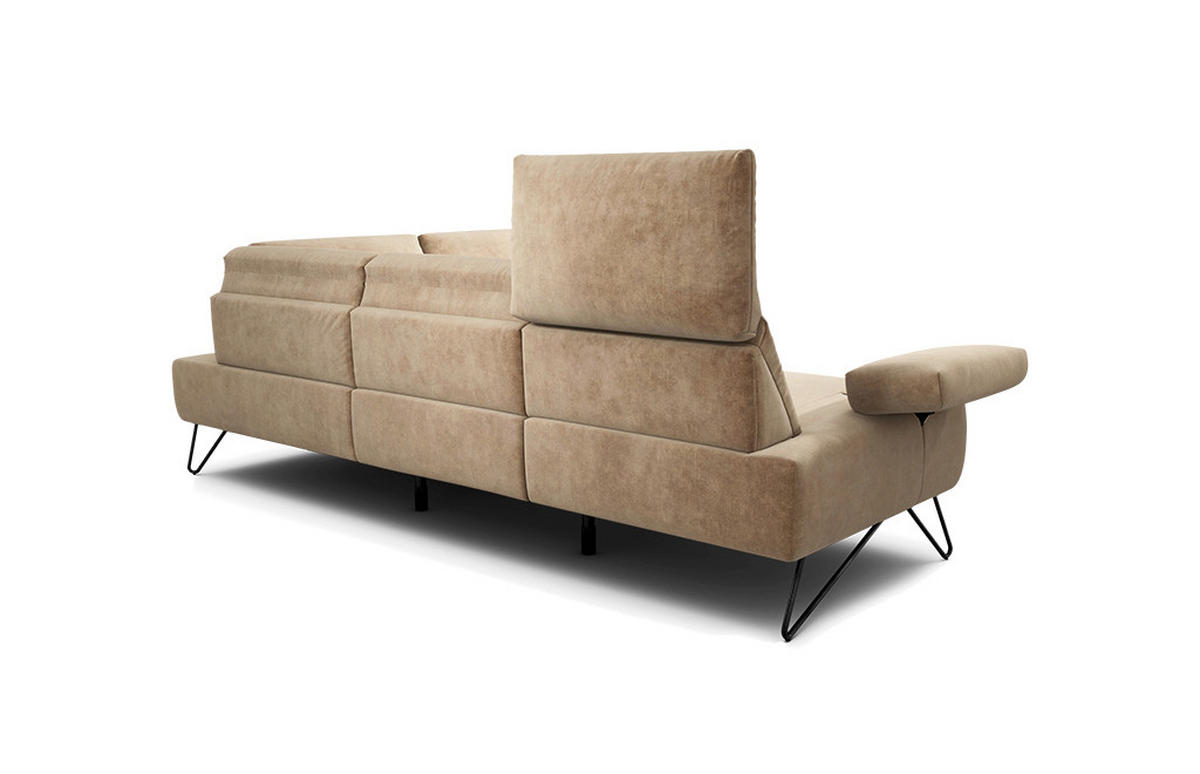 ECKSOFA Cosy Sandfarben Samt  - Sandfarben/Schwarz, Design, Textil/Metall (248-263/193cm) - SENSOO