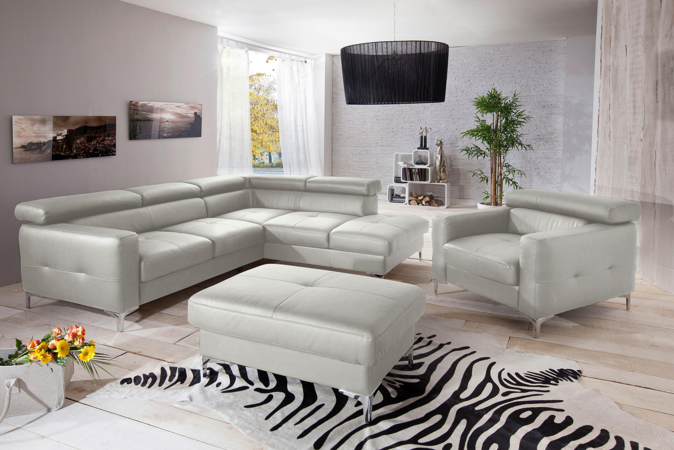 SESSEL in Echtleder Weiss  - Chromfarben/Weiss, Design, Leder/Metall (99/78-92/106cm) - Livetastic
