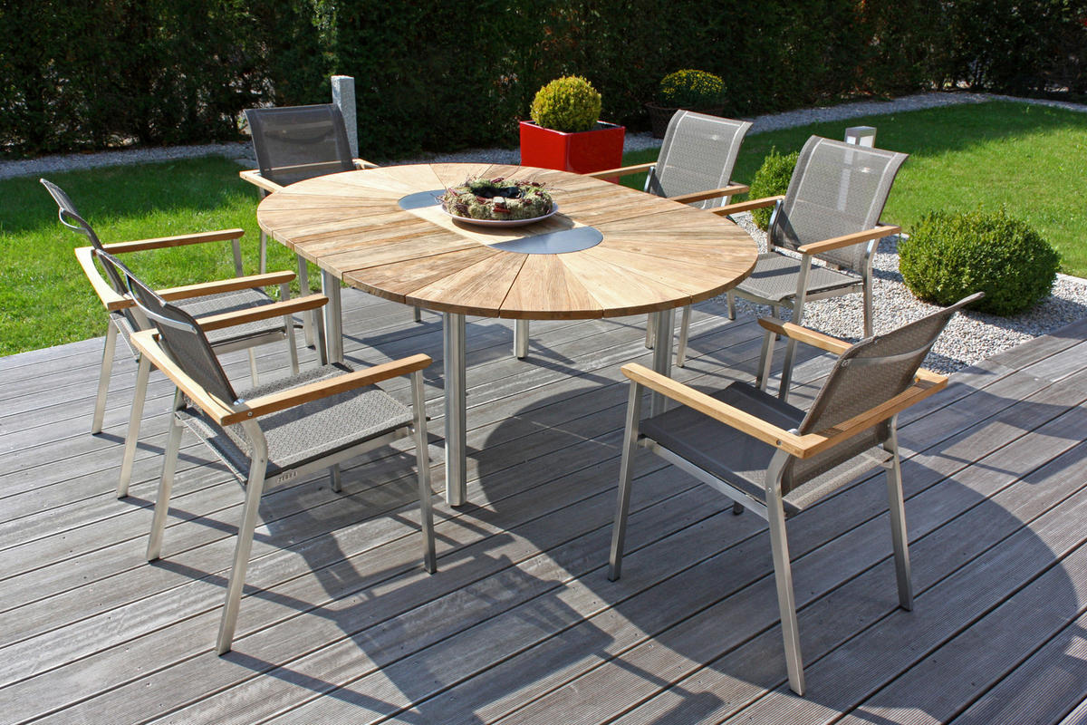 GARTENTISCH 135(185)/135/75 cm Holz, Metall oval  - Naturfarben, LIFESTYLE, Holz/Metall (135(185)/135/75cm) - Zebra 