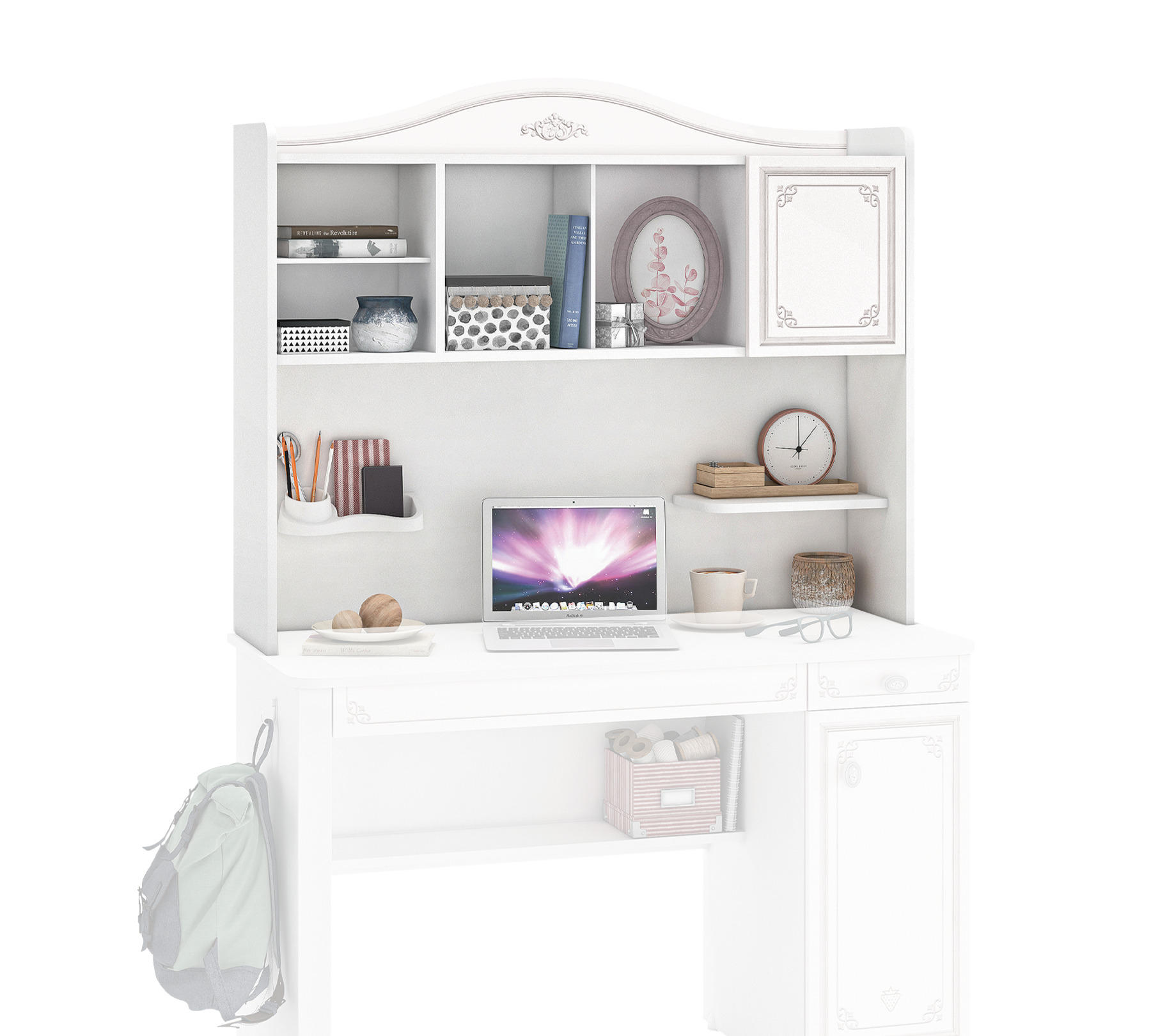 UNITATE SUPLIMENTARĂ in material pe bază de lemn  - gri deschis/alb, Basics, material pe bază de lemn (117/102/29cm) - Cilek