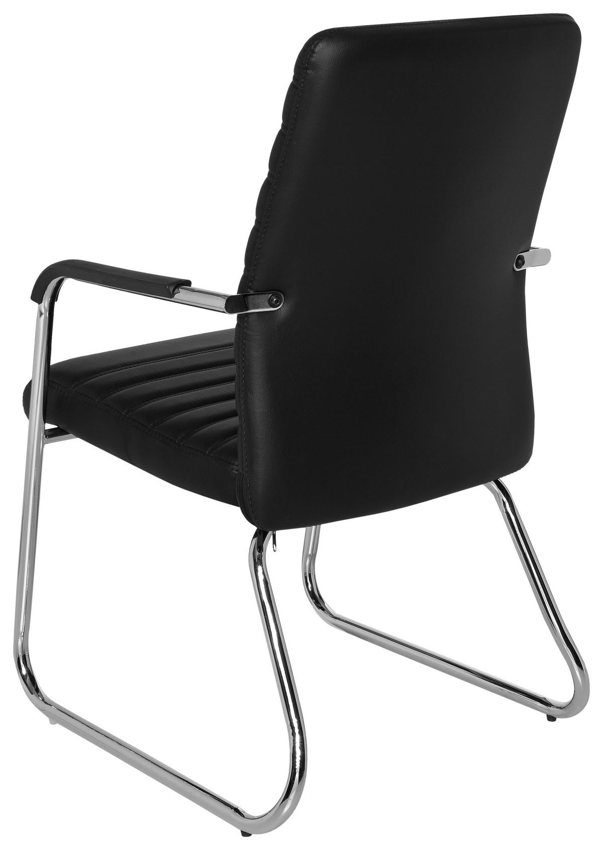 BESUCHERSTUHL  in Lederlook Schwarz  - Chromfarben/Schwarz, MODERN, Kunststoff/Textil (55/96/46cm) - MID.YOU
