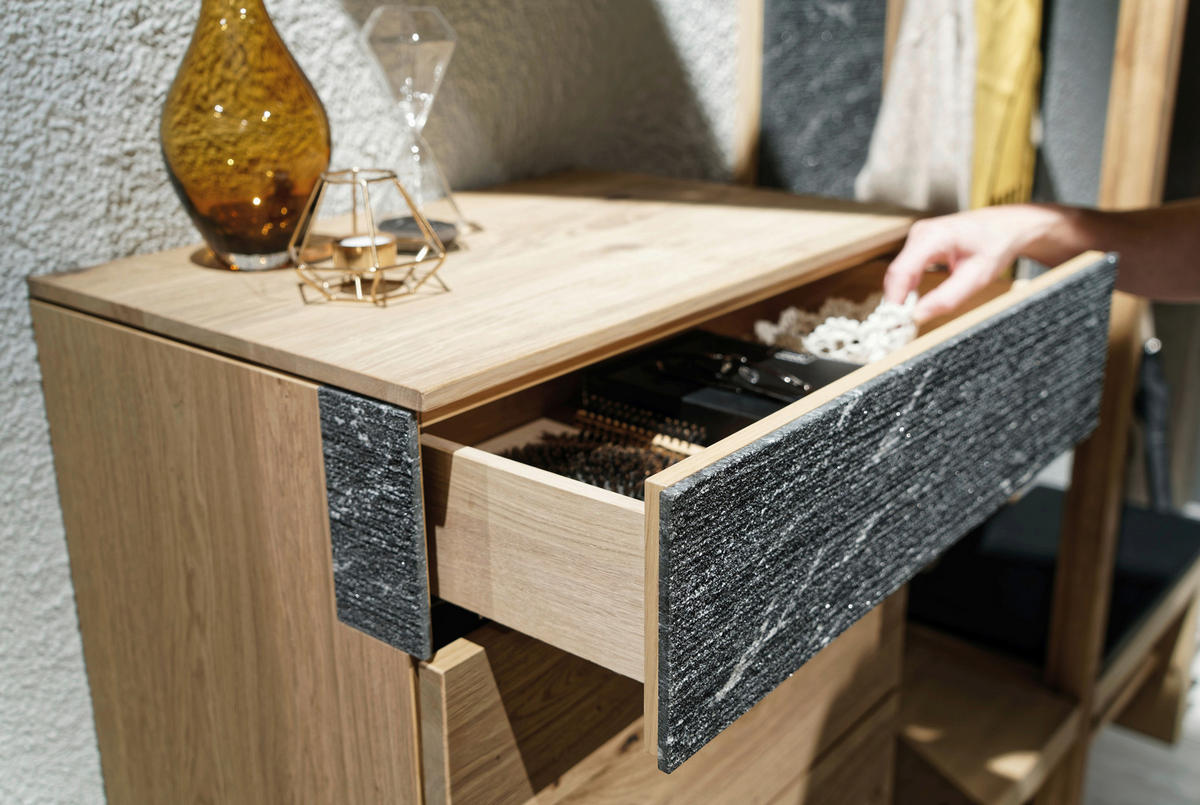 ANSAMBLU DE HOL - stejar vechi/gri închis, Natur, lemn/textil (192,2/191/43cm) - Voglauer