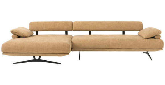 ECKSOFA in Chenille Honig 168/334 cm - Schwarz/Honig, Design, Textil/Metall (168/334cm) - Dieter Knoll