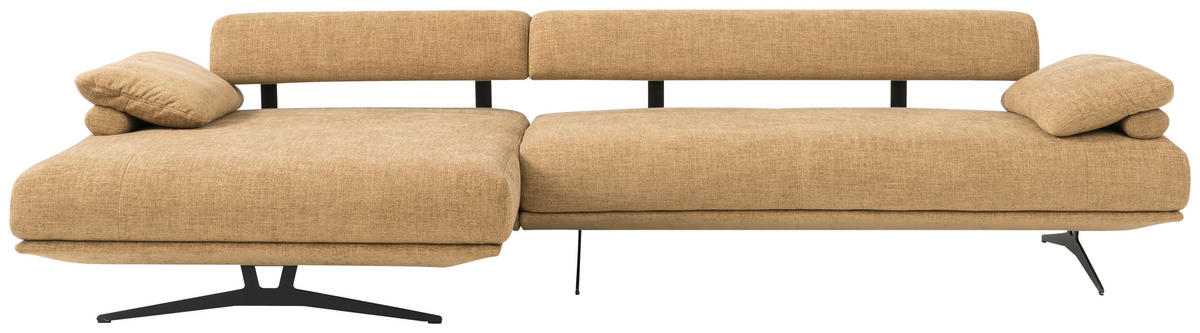 ECKSOFA in Chenille Honig  - Schwarz/Honig, Design, Textil/Metall (168/334cm) - Dieter Knoll