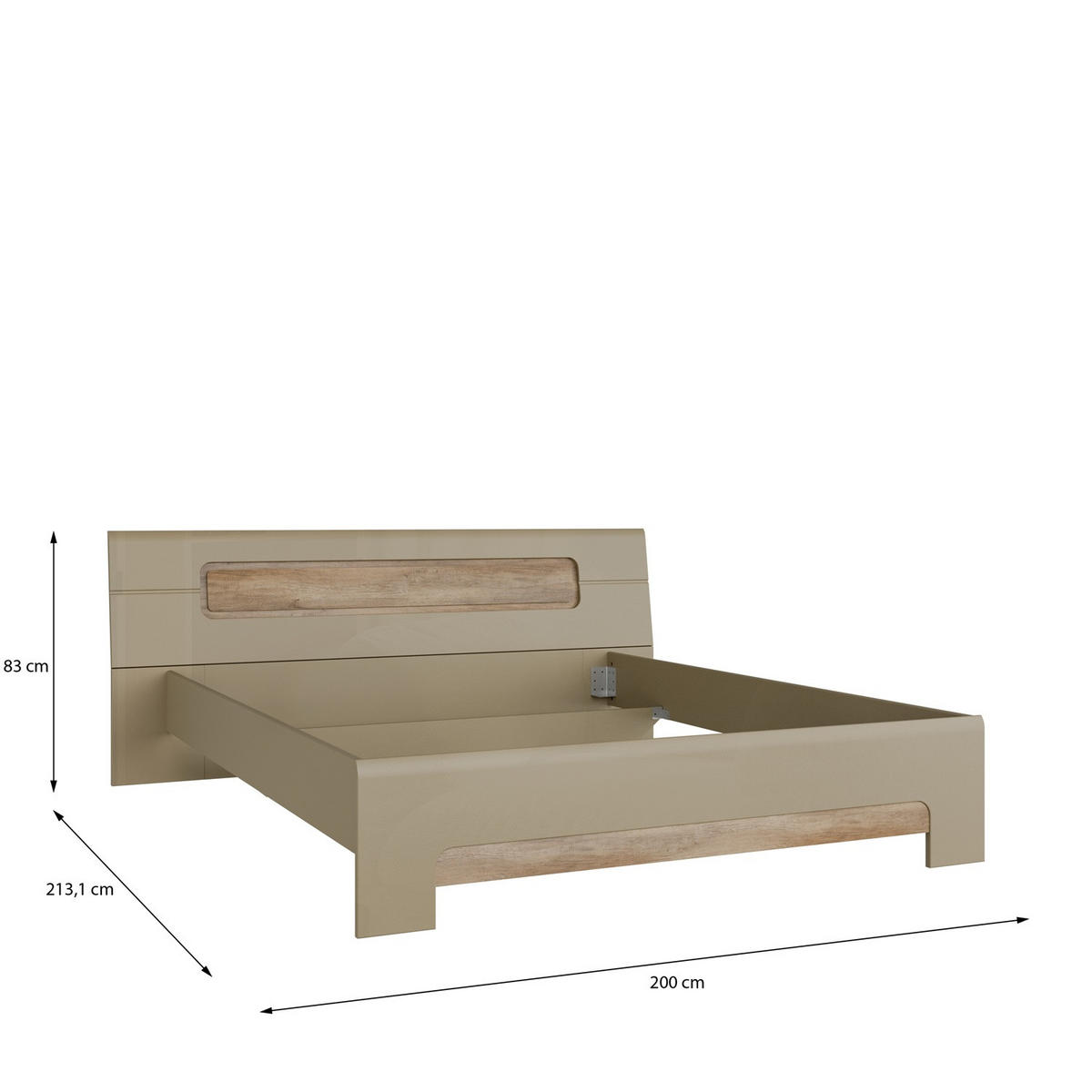 Pat 160x200 Cm, 160/200 cm, culoare lemn stejar, bej - bej/culoare lemn stejar, Design, material pe bază de lemn (160/200cm) - Hom`in