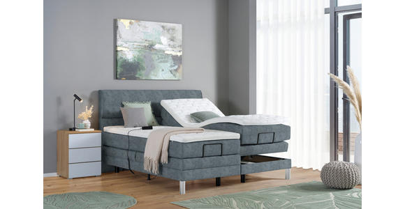 BOXSPRINGBETT 180/200 cm  in Dunkelgrau  - Chromfarben/Dunkelgrau, KONVENTIONELL, Kunststoff/Textil (180/200cm) - Voleo