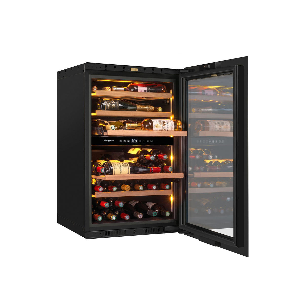 WEINKÜHLSCHRANK AVI88PLATINUM  - Schwarz, Basics, Glas/Holz (59,0/88,5/56,5cm)