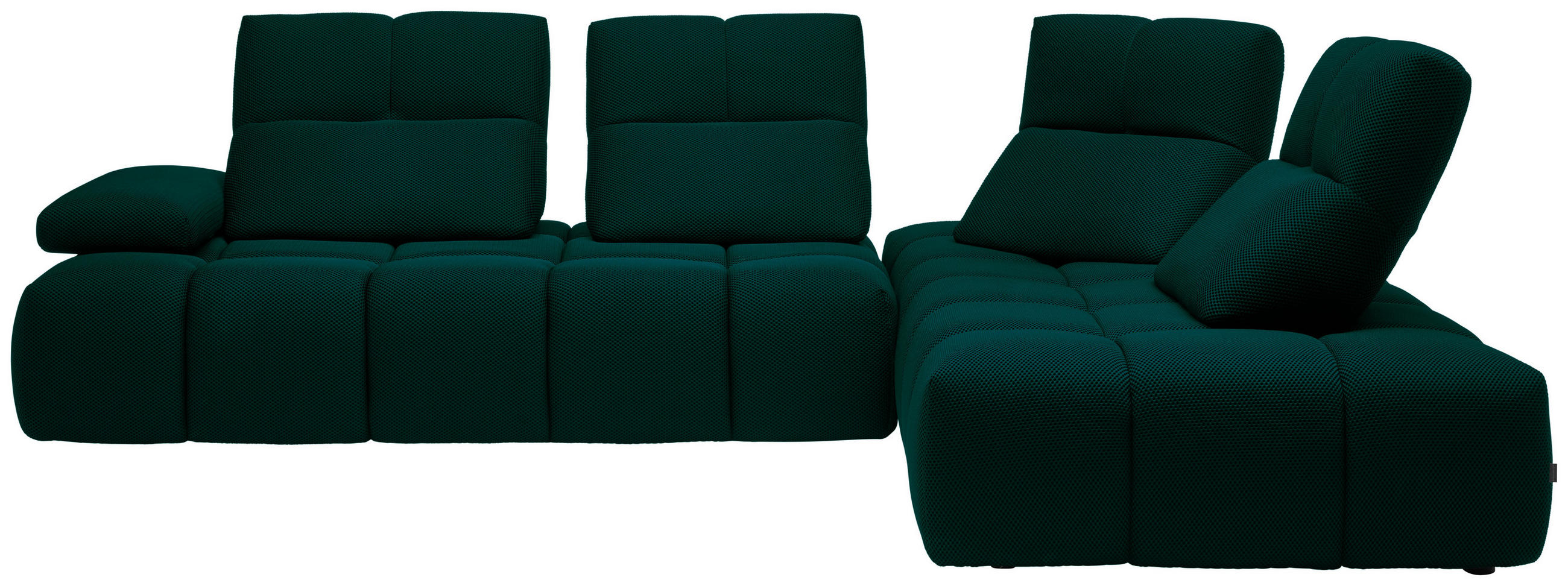 ECKSOFA in Struktur Petrol  - Petrol/Schwarz, Design, Kunststoff/Textil (313/233cm) - Emilio Belluti