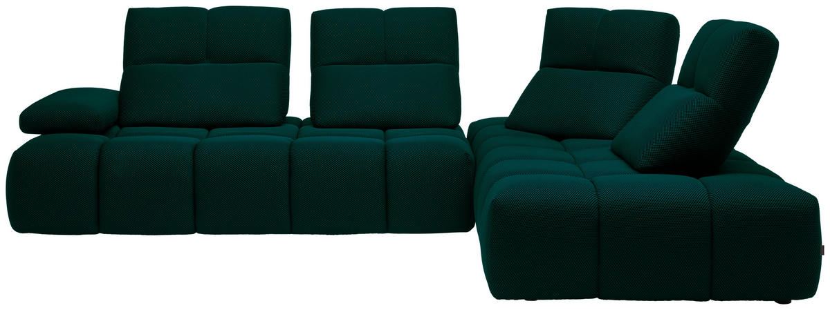 ECKSOFA in Struktur Petrol  - Petrol/Schwarz, Design, Kunststoff/Textil (313/233cm) - Emilio Belluti