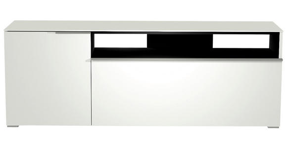 LOWBOARD Weiß, Alufarben  - Alufarben/Weiß, Design, Glas/Holzwerkstoff (160/58/45cm) - Moderano
