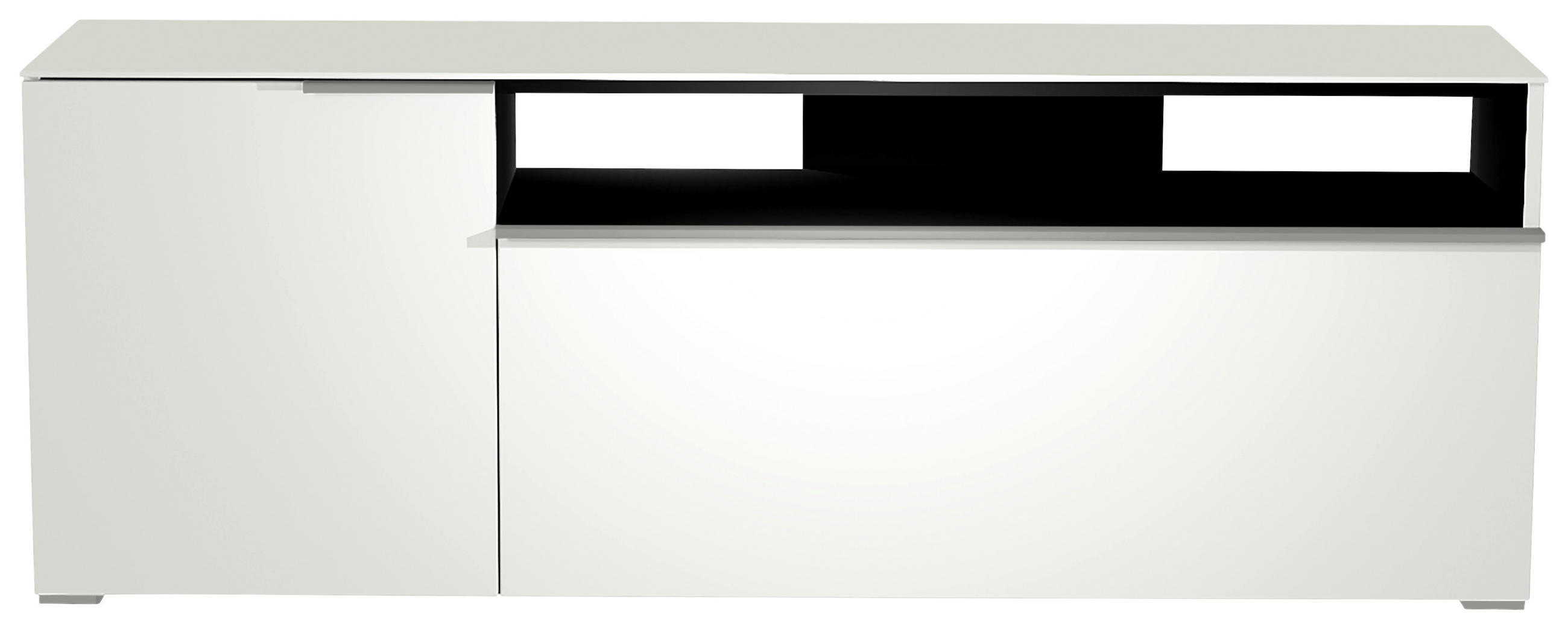 LOWBOARD Weiß, Alufarben  160/58/45 cm  - Alufarben/Weiß, Design, Glas/Holzwerkstoff (160/58/45cm) - Moderano