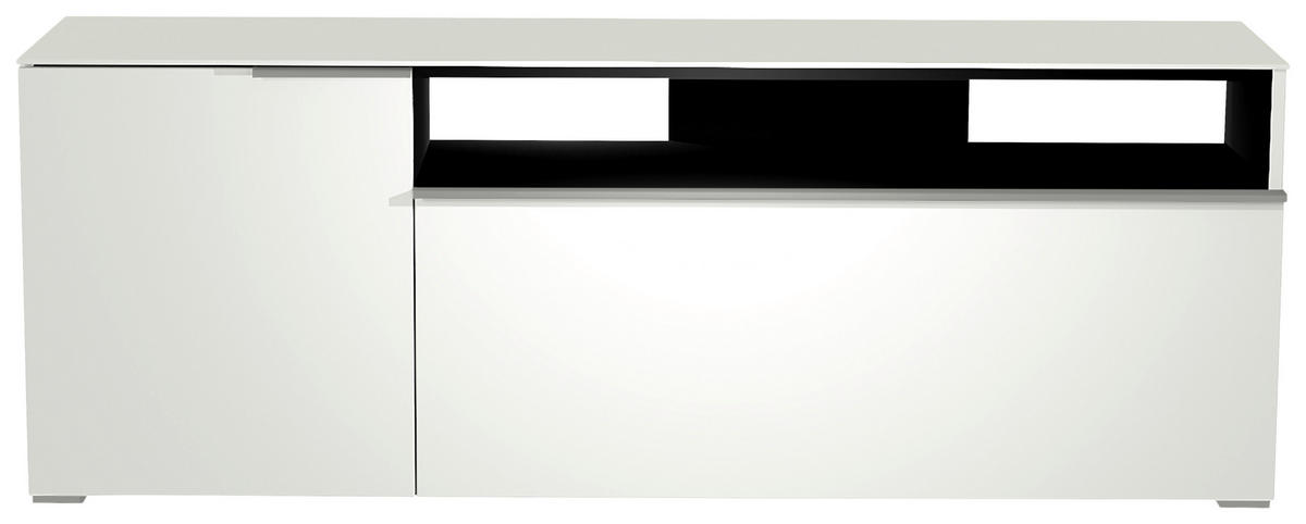 LOWBOARD Weiss, Alufarben  160/58/45 cm  - Weiss/Alufarben, Design, Glas/Holzwerkstoff (160/58/45cm) - Moderano