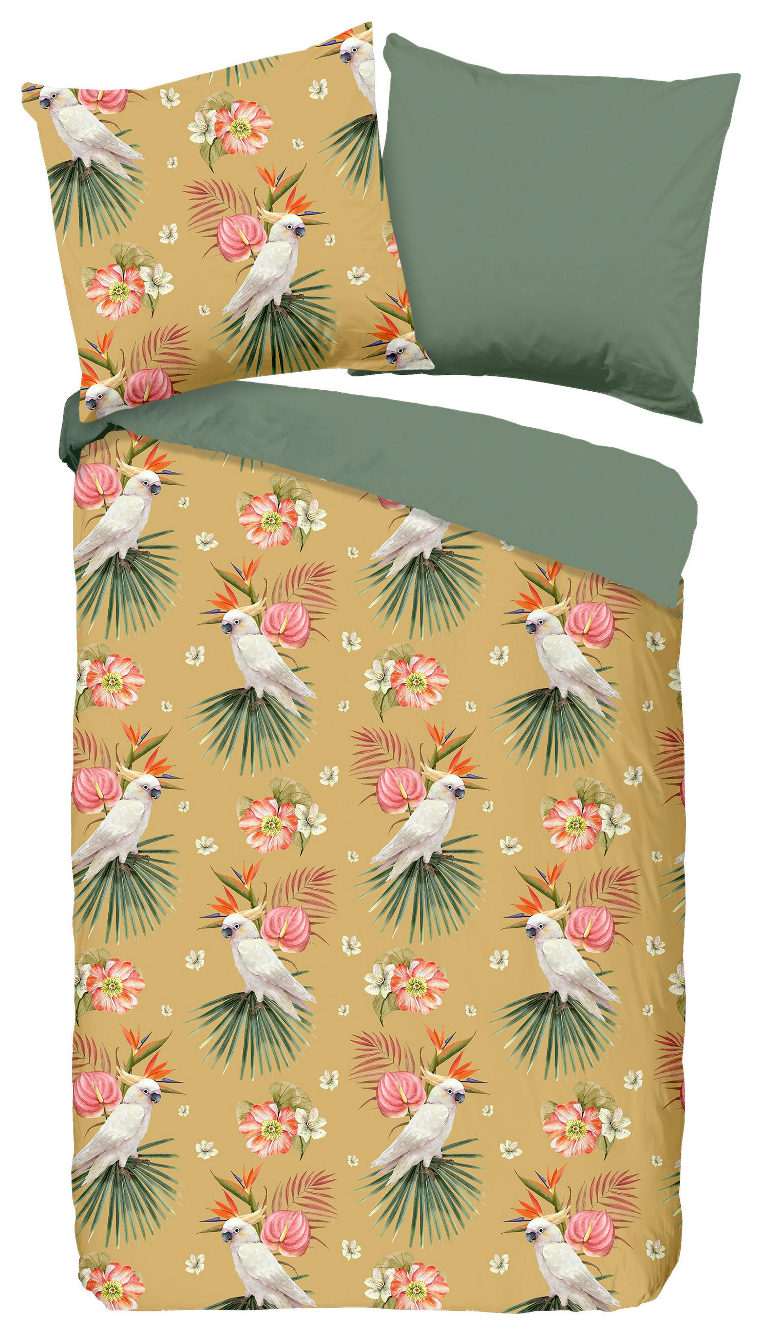 WENDEBETTWÄSCHE Kakatoe Mikrofaser 135/200 cm  - Gelb/Goldfarben, Design, Textil (135/200cm)