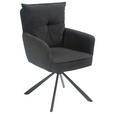 ARMLEHNSTUHL  Sitzfläche 180° drehbar Cord  - Schwarz, Design, Textil/Metall (60/95/67cm) - Novel