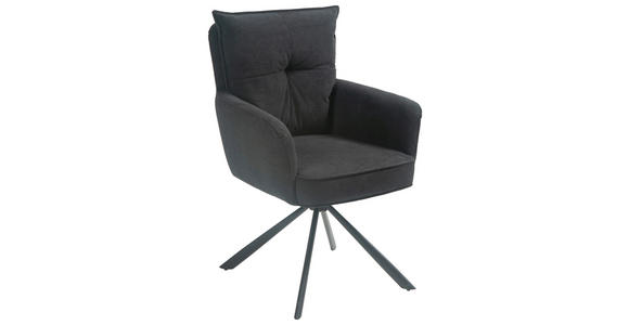 ARMLEHNSTUHL  Sitzfläche 180° drehbar Cord  - Schwarz, Design, Textil/Metall (60/95/67cm) - Novel