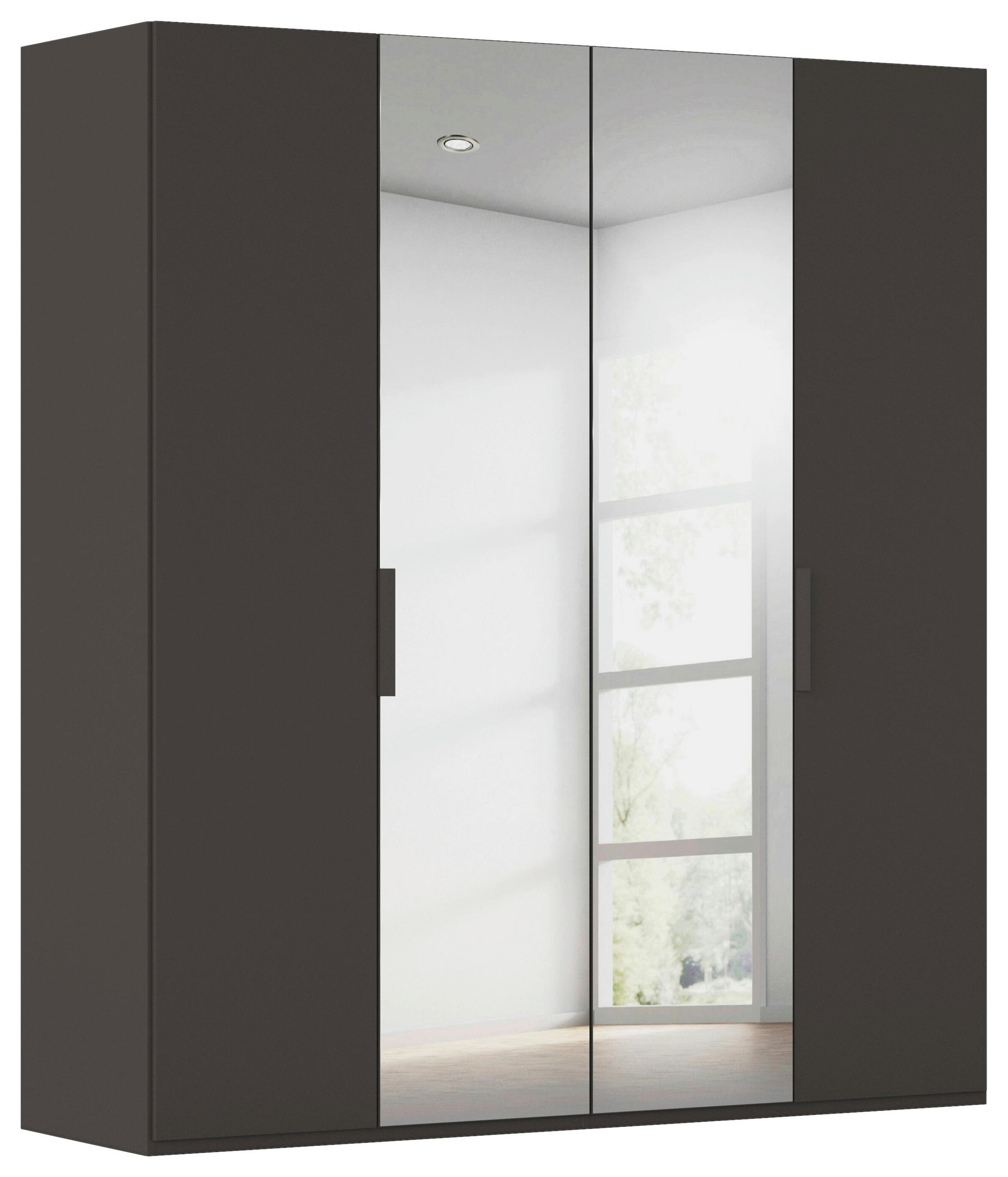 DREHTÜRENSCHRANK 201/235/61 cm,  in Graphitfarben, 4 Tür(en)  - Graphitfarben, Basics, Glas/Holzwerkstoff (201/235/61cm) - Novel
