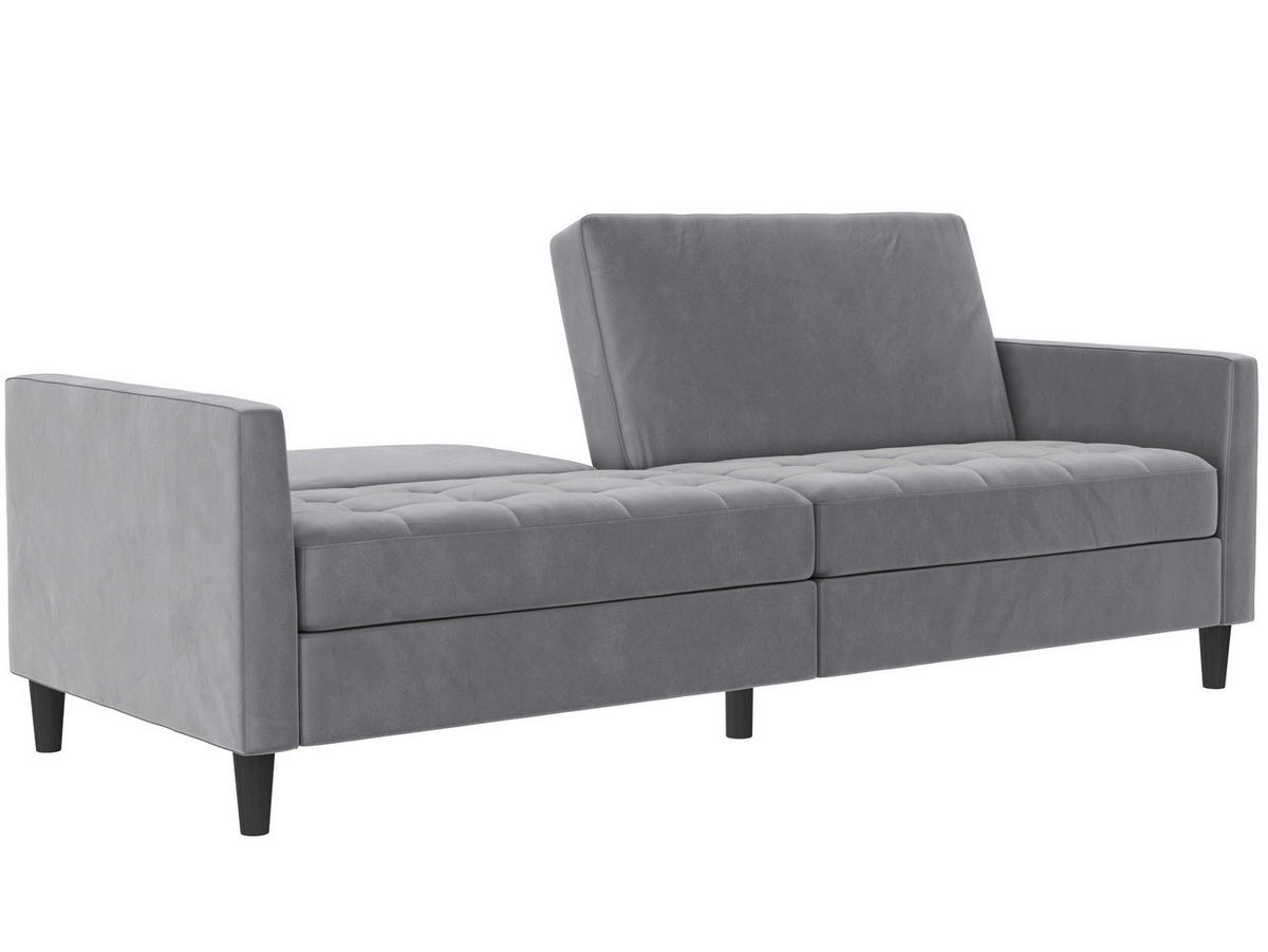 SCHLAFSOFA Velours Grau  - Schwarz/Grau, Basics, Kunststoff/Textil (207/86/86cm) - Livetastic