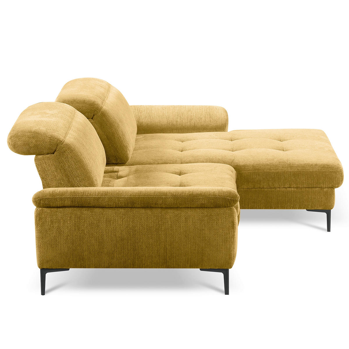 ECKSOFA  Webstoff Senfgelb  - Senfgelb/Schwarz, Design, Textil/Metall (268/195cm) - Livetastic