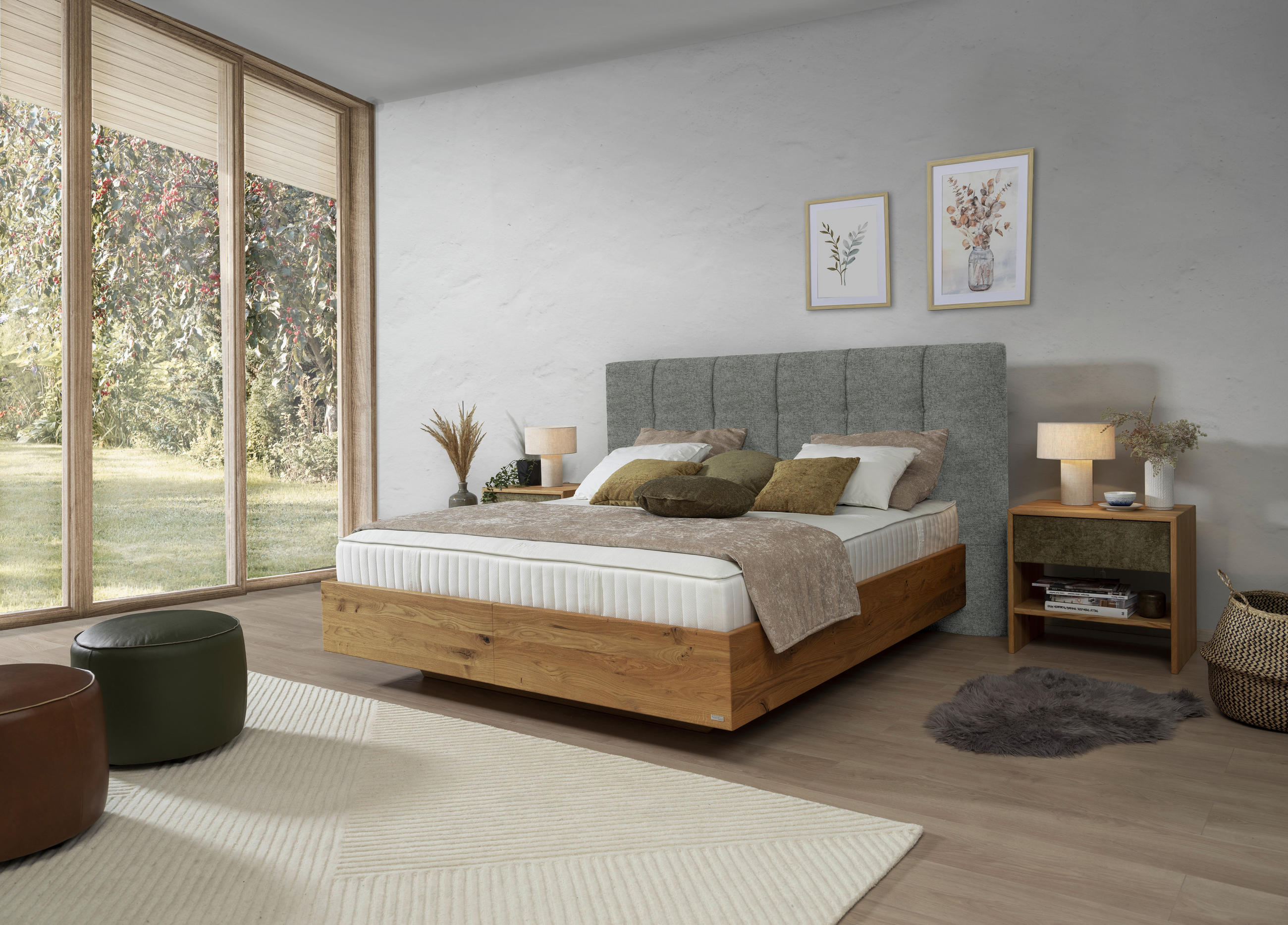 BOXSPRINGBETT 180/200 cm  in Grau, Wildeiche  - Wildeiche/Grau, Natur, Holz/Textil (180/200cm) - Valnatura