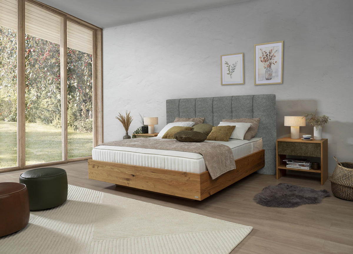 BOXSPRINGBETT 160/200 cm  in Grau, Wildeiche  - Wildeiche/Grau, Natur, Holz/Textil (160/200cm) - Valnatura