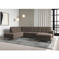 WOHNLANDSCHAFT Dunkelbraun Flachgewebe  - Dunkelbraun/Schwarz, MODERN, Textil/Metall (212/319/164cm) - Sit & More