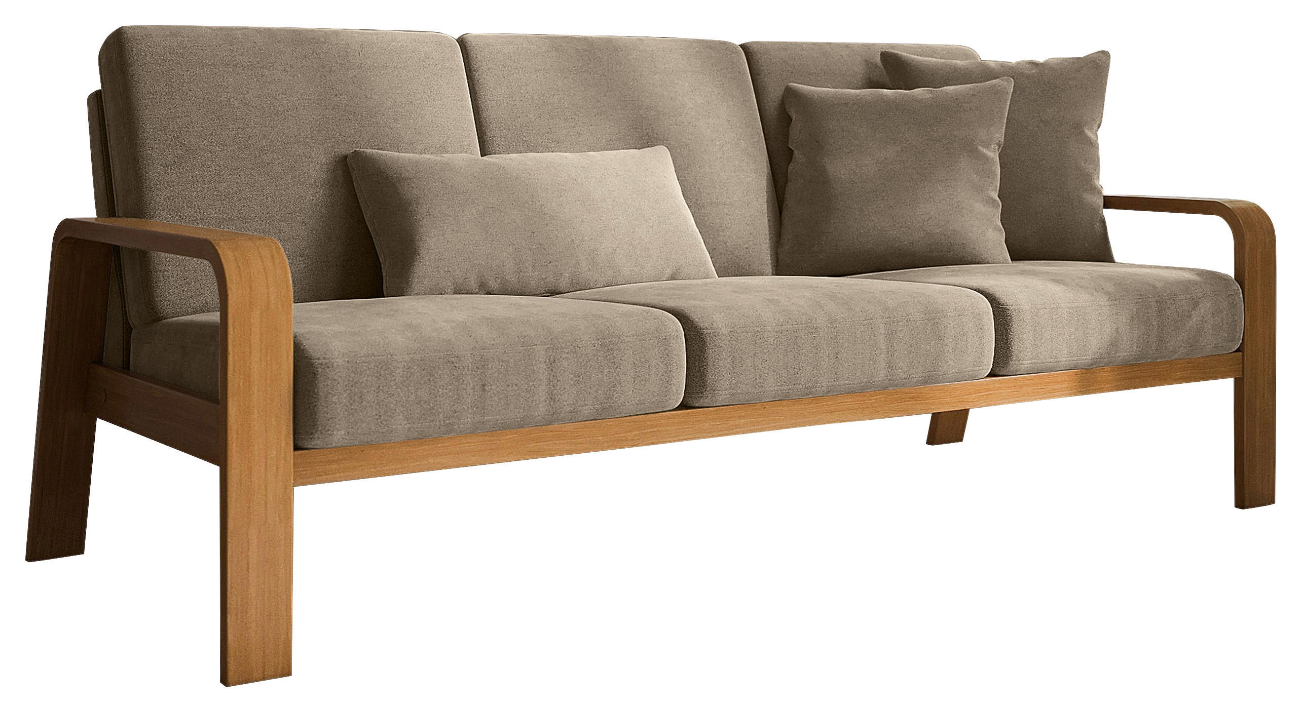 3-SITZER-SOFA Mikrofaser Naturfarben  - Eichefarben/Naturfarben, KONVENTIONELL, Holz/Textil (200/91/93cm) - Cantus