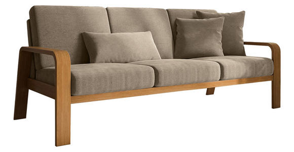 3-SITZER-SOFA Mikrofaser Naturfarben  - Eichefarben/Naturfarben, KONVENTIONELL, Holz/Textil (200/91/93cm) - Cantus