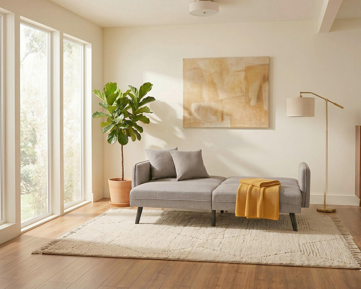 SCHLAFSOFA CHILLAX LINE EU in Bouclé Grau  - Schwarz/Grau, MODERN, Holz/Textil (191/83/84cm) - MID.YOU