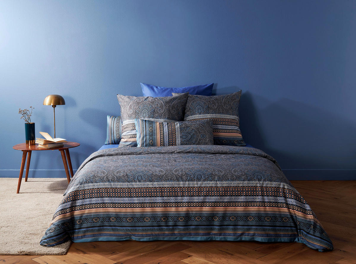 BETTWÄSCHE Maser Satin 200/200 cm  - Blau, Basics, Textil (200/200cm) - Bassetti