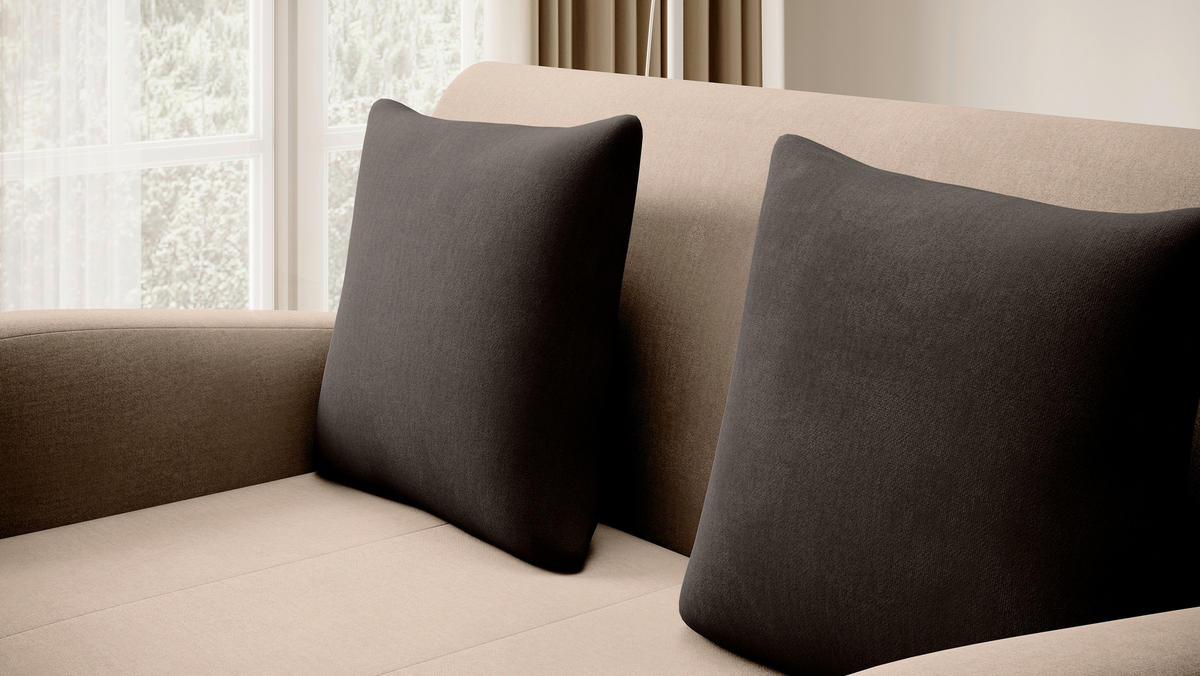 SCHLAFSOFA Samt Beige, Dunkelbraun  - Beige/Dunkelbraun, Design, Kunststoff/Textil (244/97/97cm) - MID.YOU