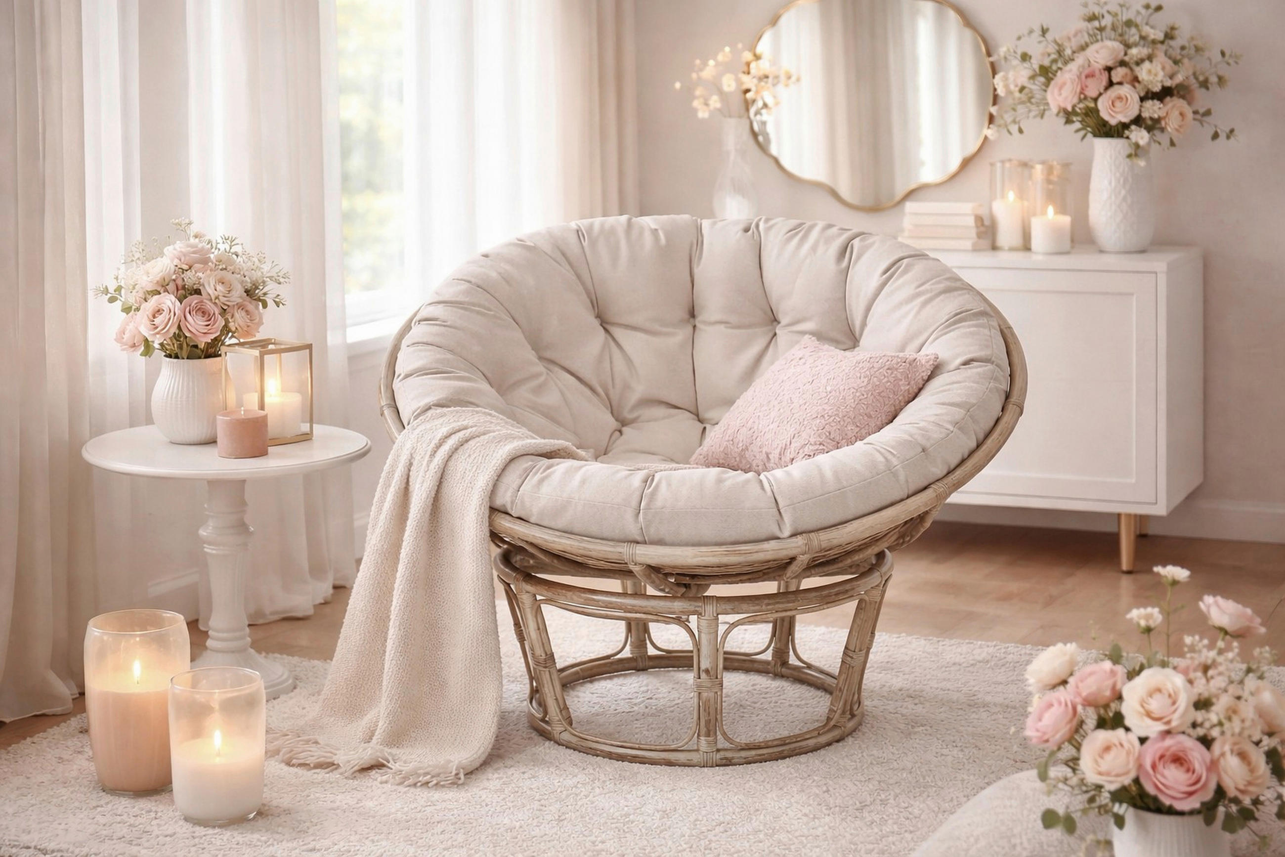 SESSEL Grau    - Creme/Grau, Natur, Holz/Textil (80/80/60cm) - MID.YOU