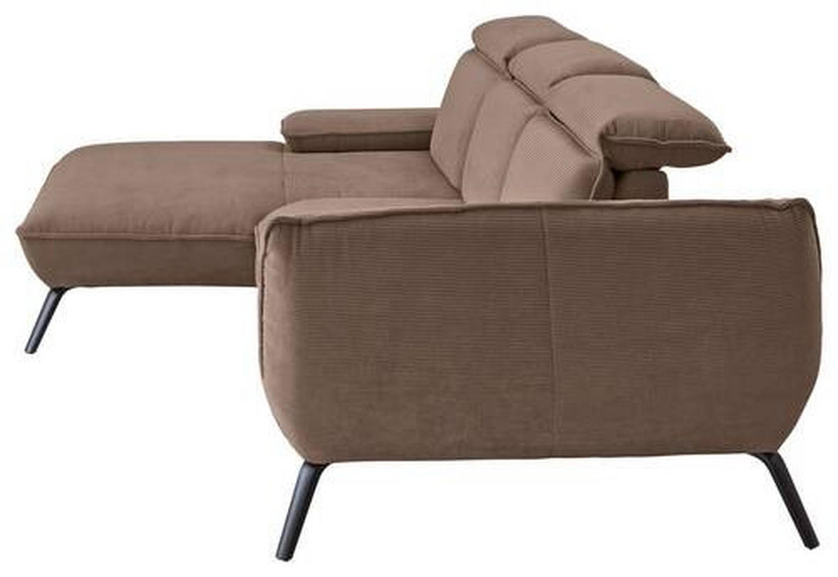 ECKSOFA in Cord Taupe  - Taupe/Schwarz, Design, Textil/Metall (202/301cm) - Moderano