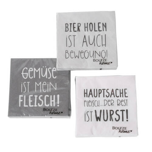 Serviette Grilla Grau/schwarz 20 Stk., 17x17 Cm