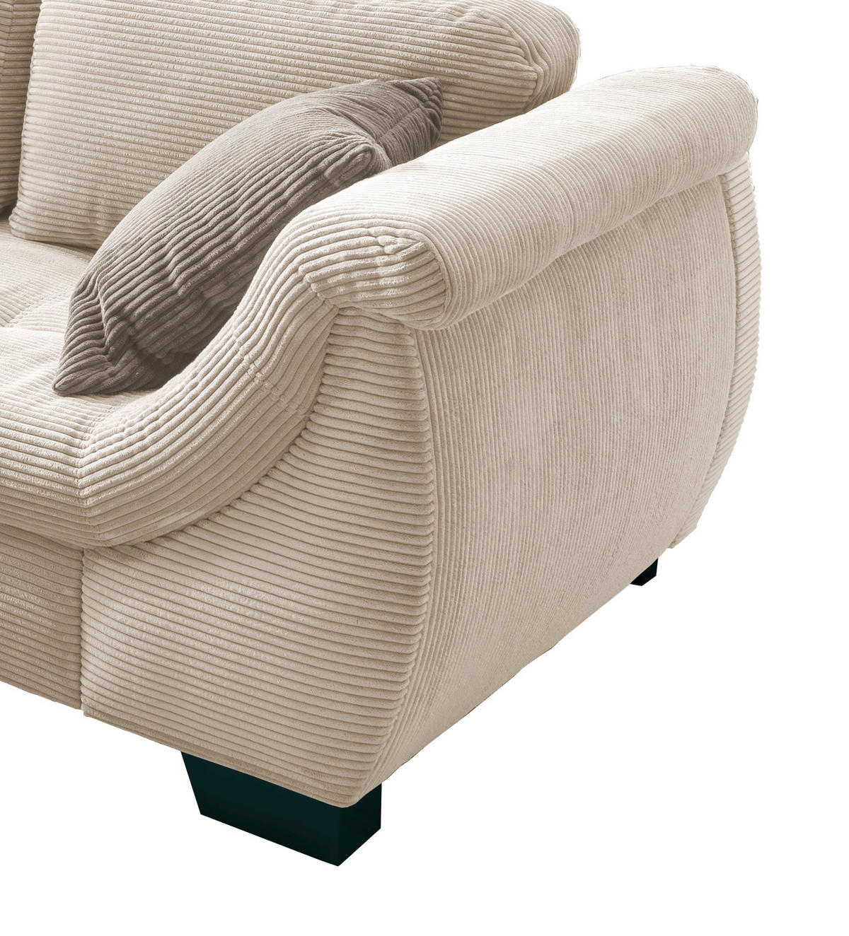 ECKSOFA in Cord Beige  - Beige/Graubraun, Design, Holz/Textil (190/250cm) - MID.YOU