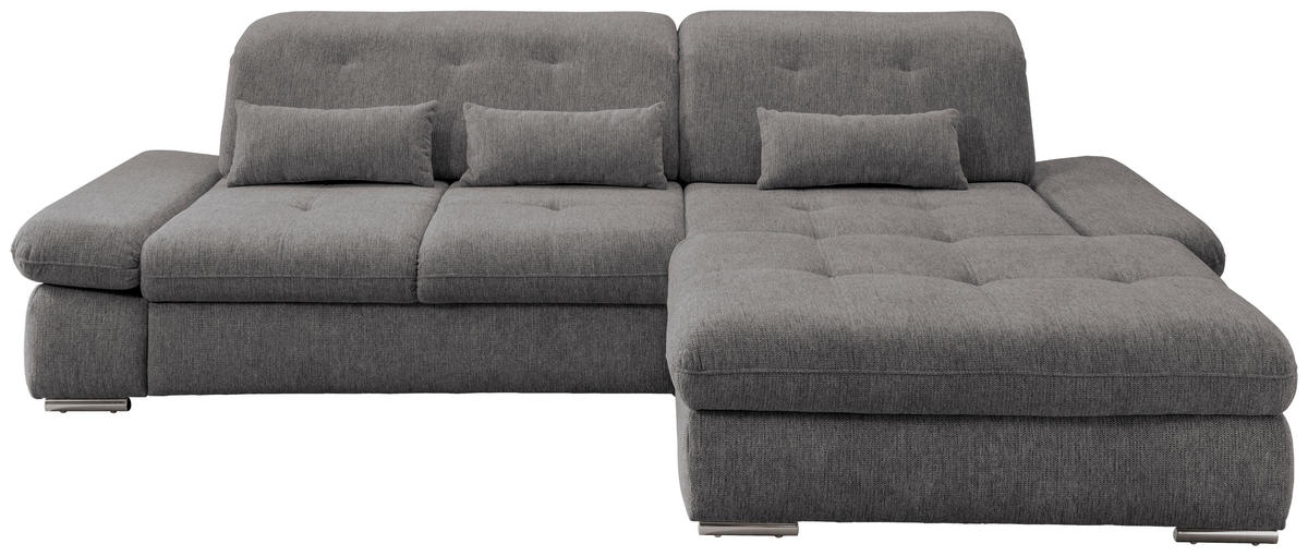 ECKSOFA in Chenille Graubraun  - Chromfarben/Graubraun, Design, Textil/Metall (300/196cm) - Livetastic