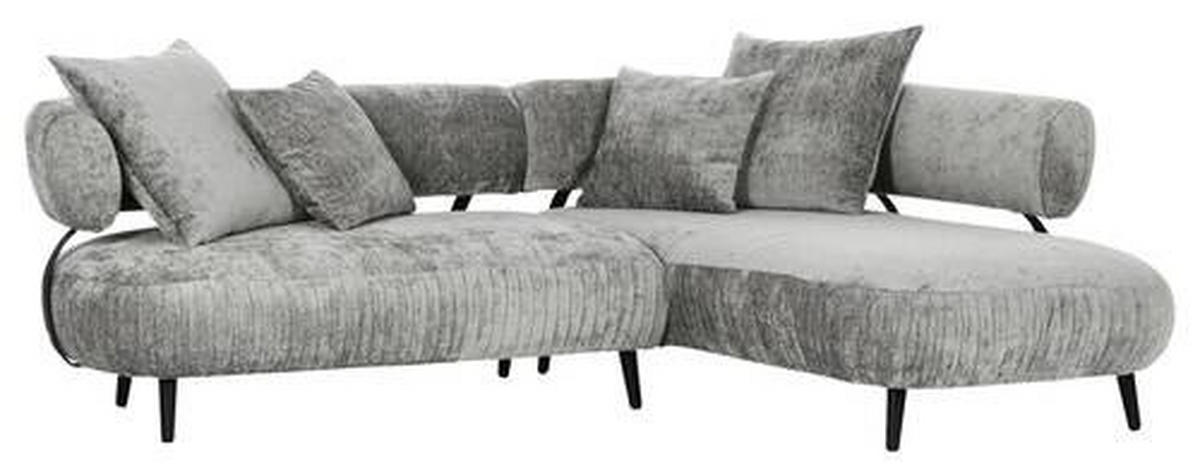 ECKSOFA in Chenille Grau  - Schwarz/Grau, Design, Holz/Textil (265/200cm) - Landscape
