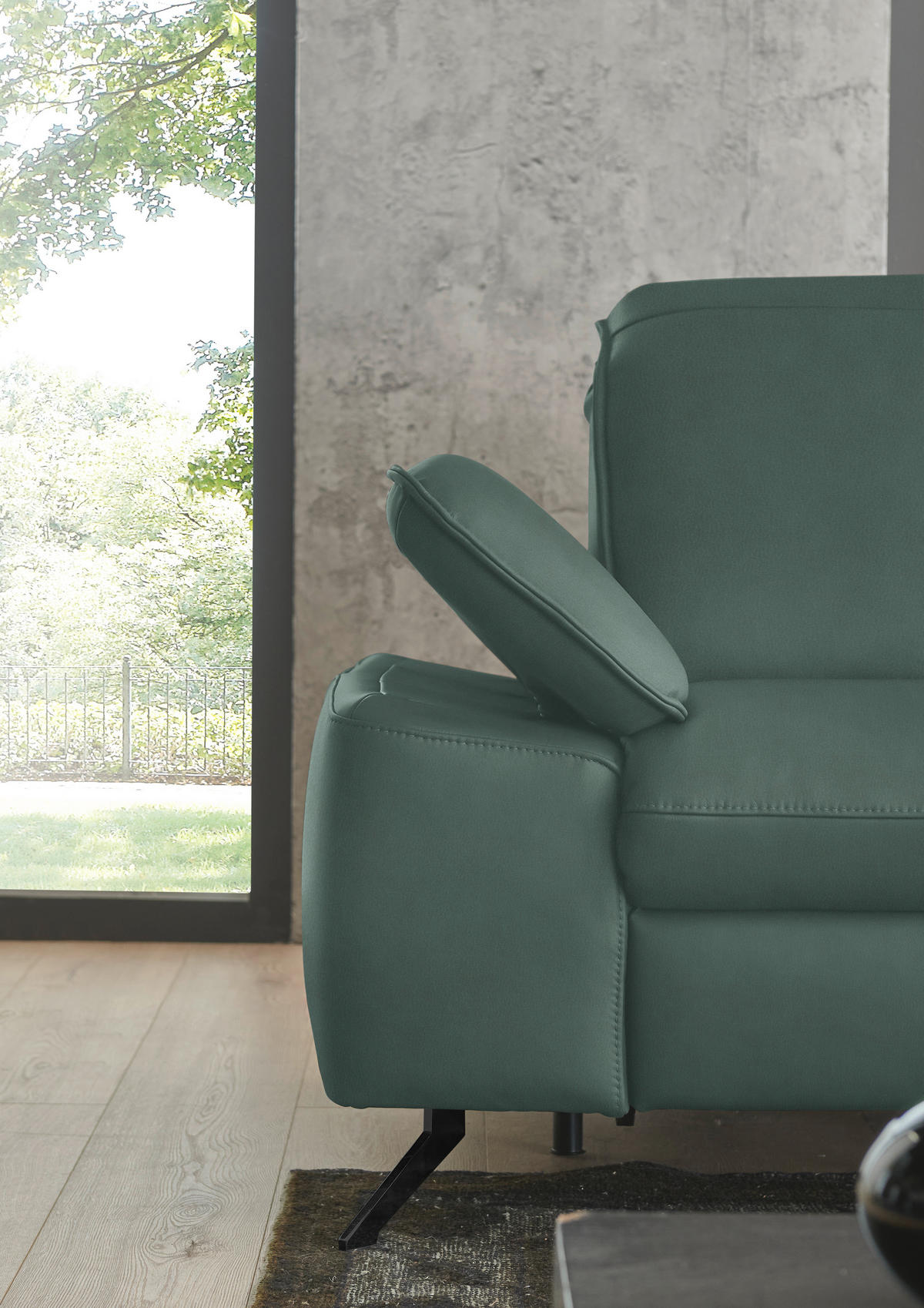 ECKSOFA  Echtleder Opal  - Opal/Schwarz, Design, Leder/Metall (307/169cm) - Beldomo Premium