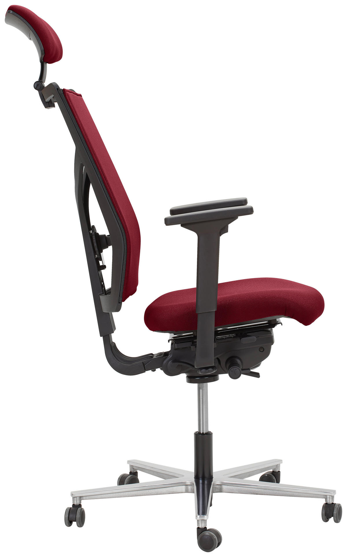 DREHSTUHL Schwarz, Alufarben, Bordeaux  - Bordeaux/Schwarz, KONVENTIONELL, Kunststoff/Textil (63/105/46cm) - Dieter Knoll